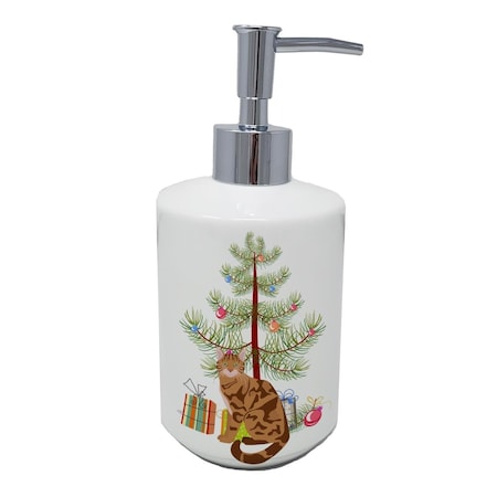 Carolines Treasures 7 x 3.5 in. Bengal Cat Merry Christmas Ceramic Soap Dispenser CK4747SOAP